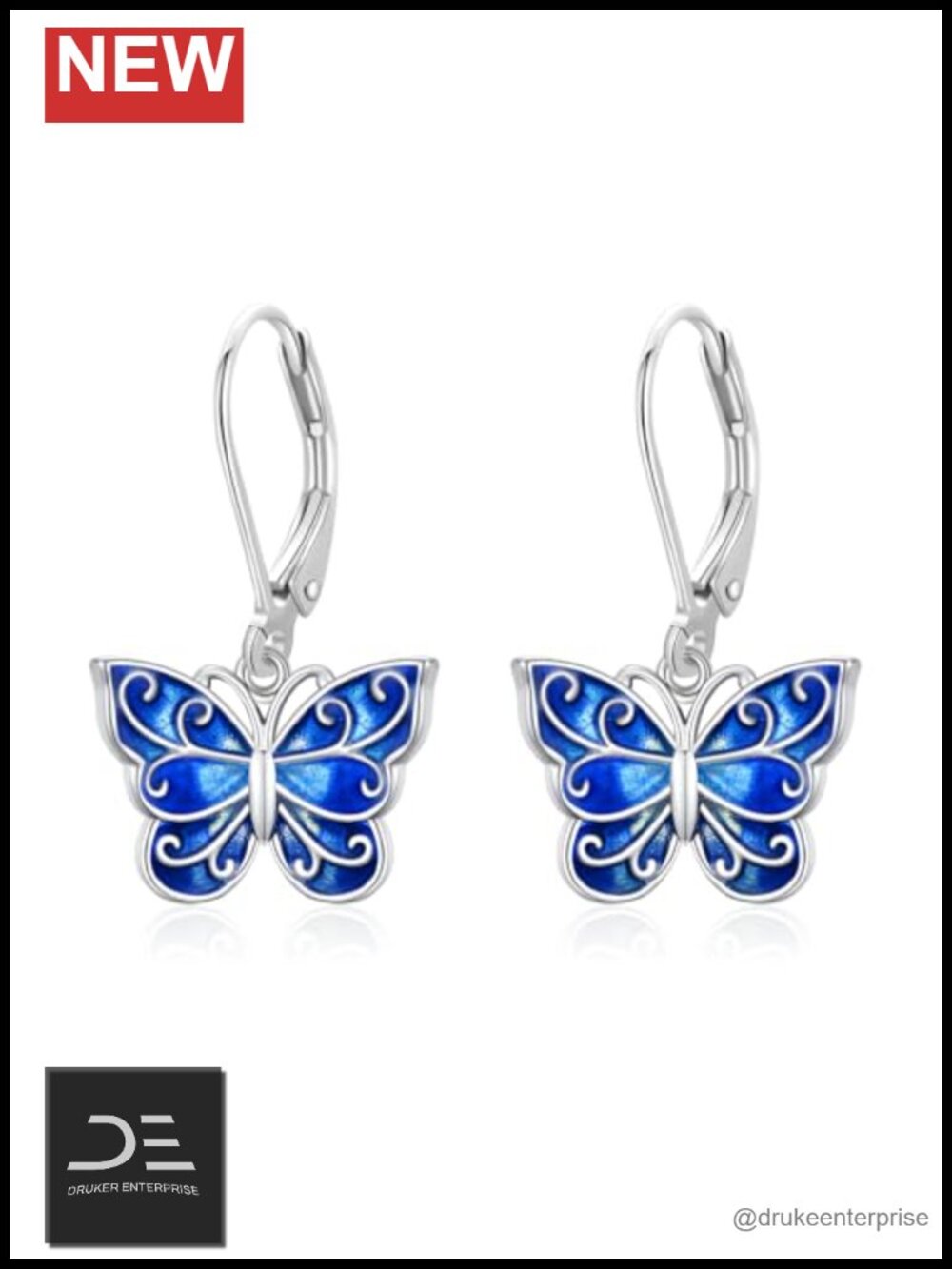 925 Sterling Silver Butterfly Leverback Earrings Hypoallergenic Dangle Drop